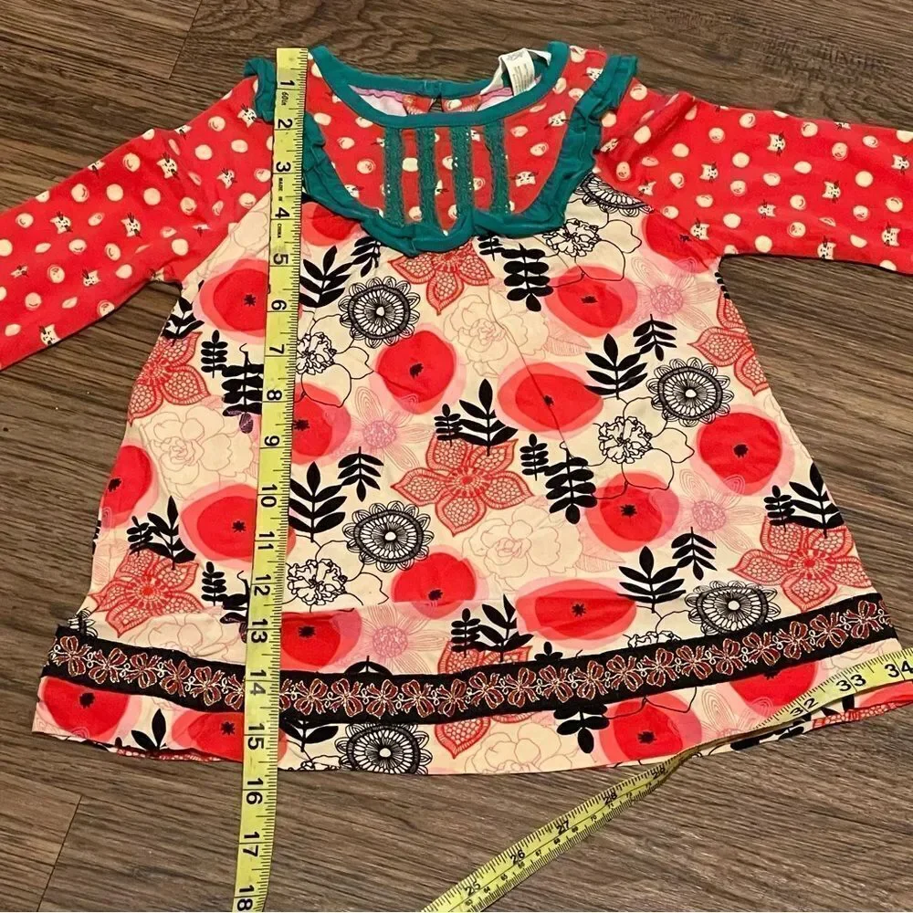 Matilda Jane Under The Tree Dress With Bloomers Red Green Cream Black 12-18 mos